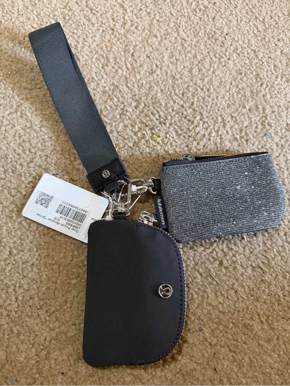 lululemon athletica dark dual Pouch and Glitter Card Holder Set NWT